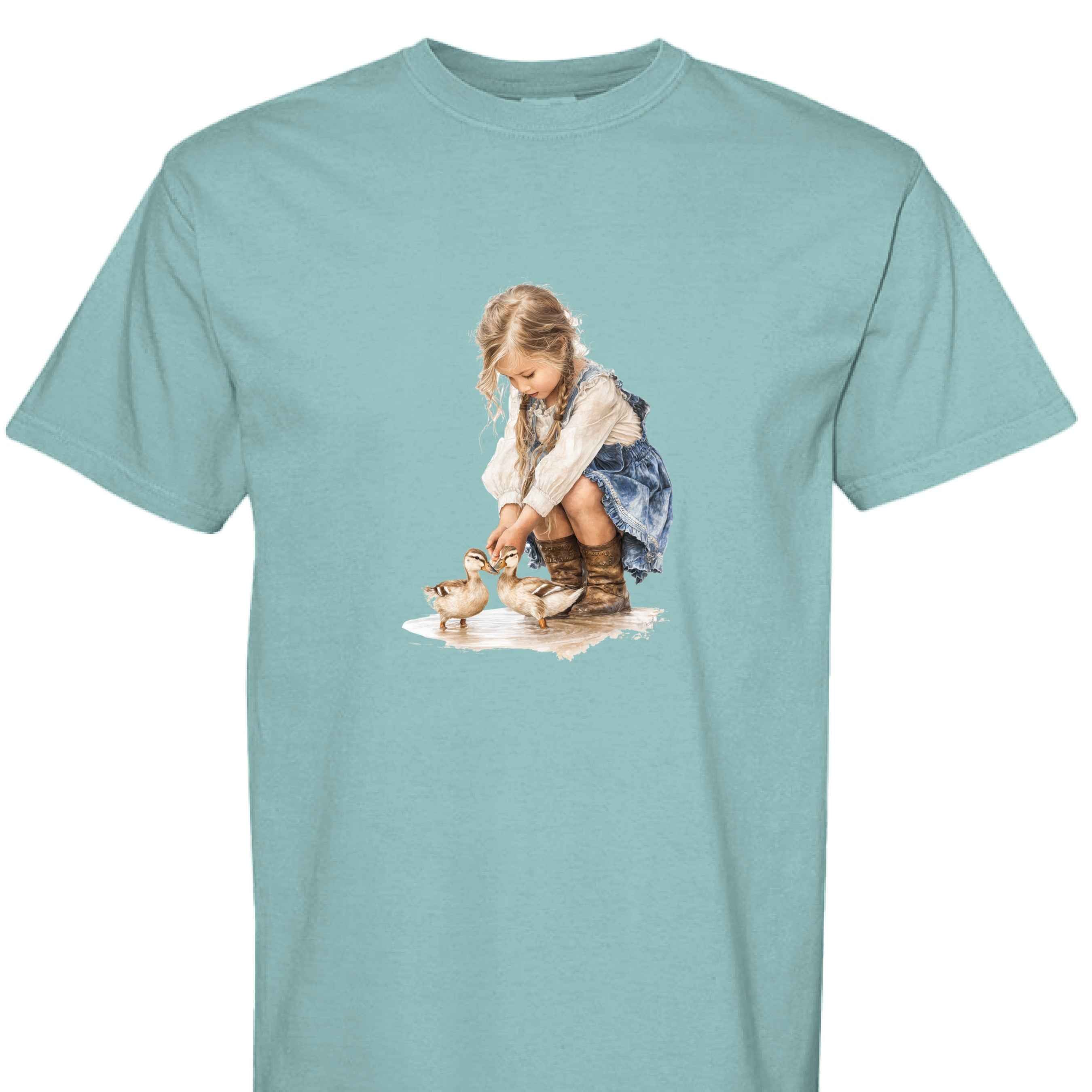 Comfort Colors T-Shirt - Little Girl Feeding Ducks