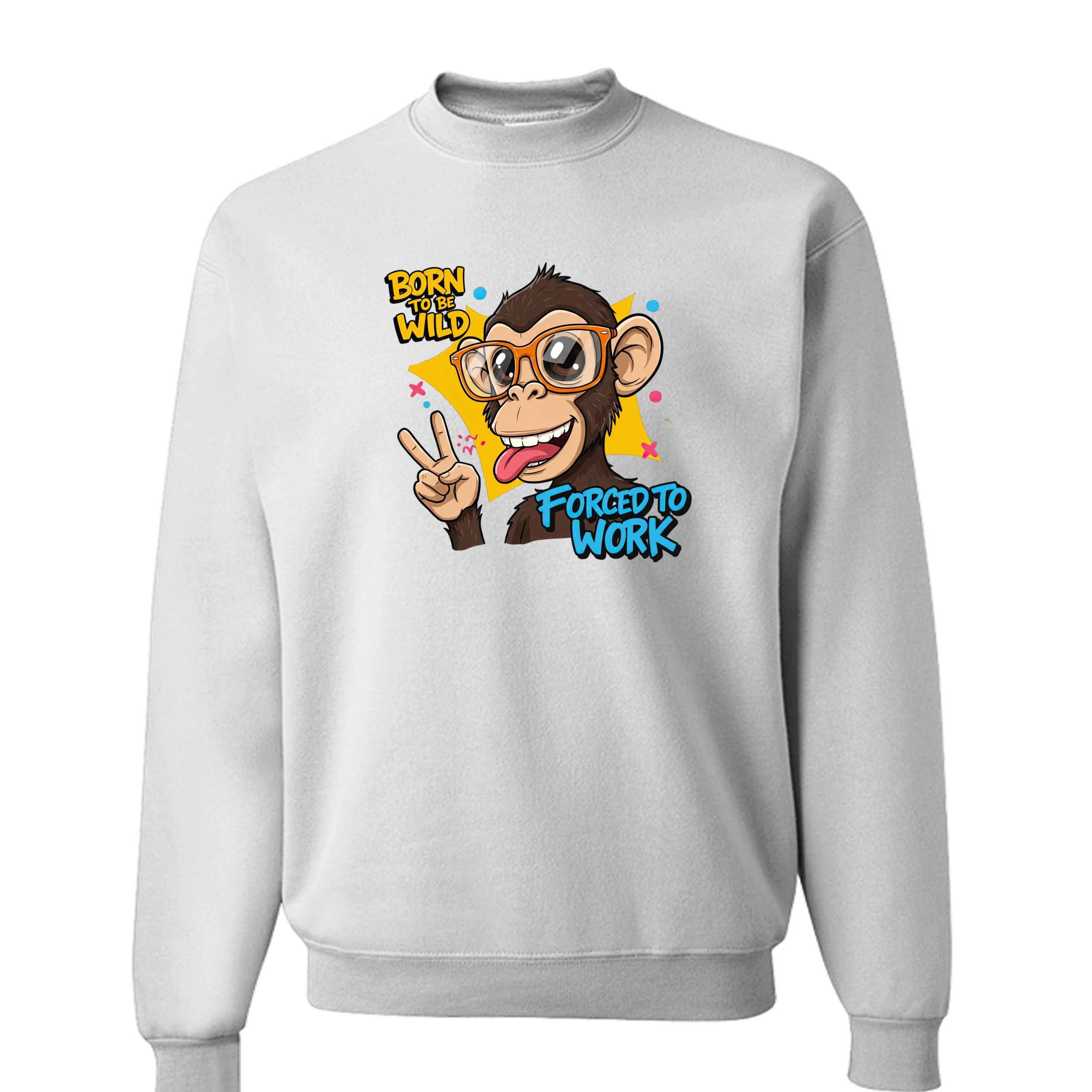 Funny Monkey Forced to Work Jerzees Sweatshirt