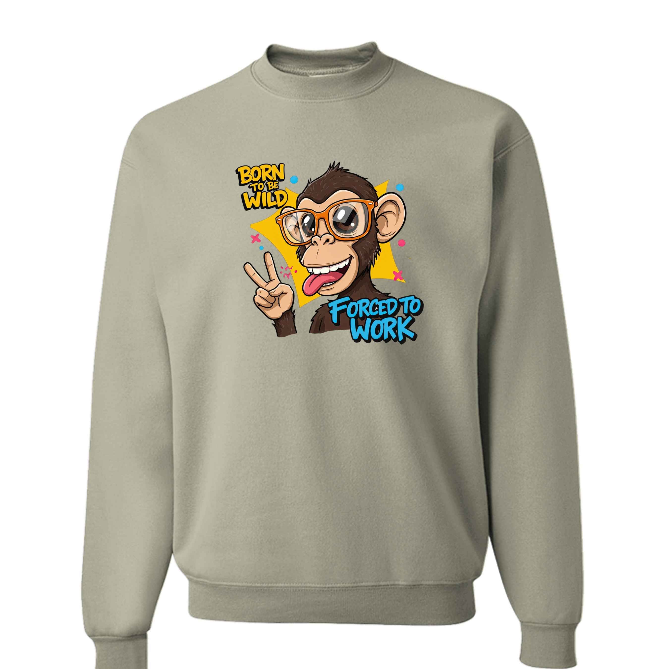 Funny Monkey Forced to Work Jerzees Sweatshirt