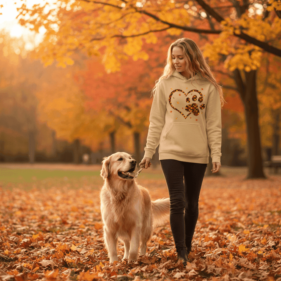 Heart & Paw Fall Hoodie - Autumn Dog Lover Sweatshirt