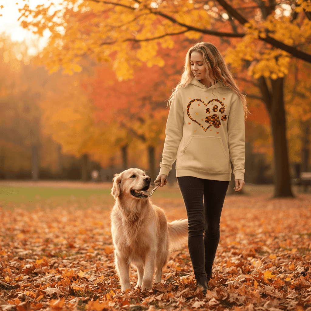 Heart & Paw Fall Hoodie - Autumn Dog Lover Sweatshirt
