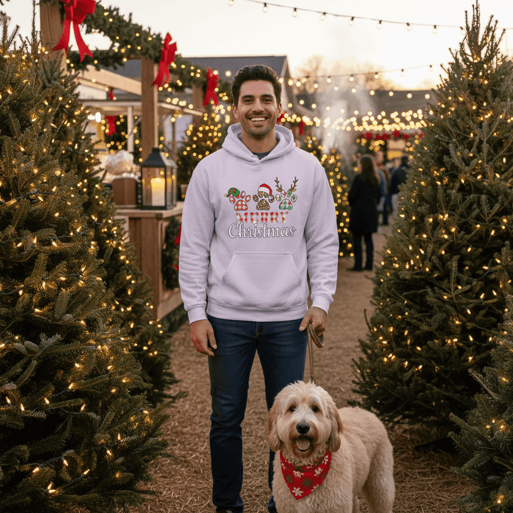 Merry Paws Hoodie - Cute Christmas Pet Lover Sweatshirt