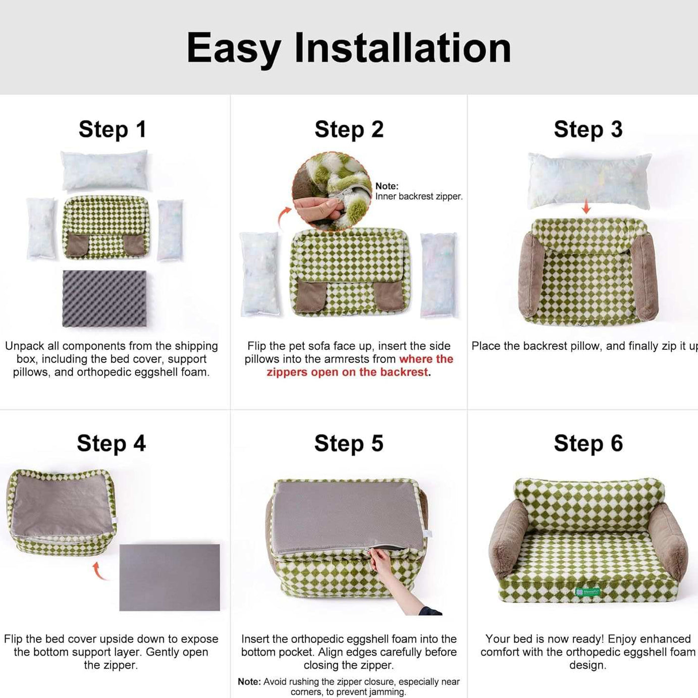 Orthopedic Egg Foam Dog Bed - Washable