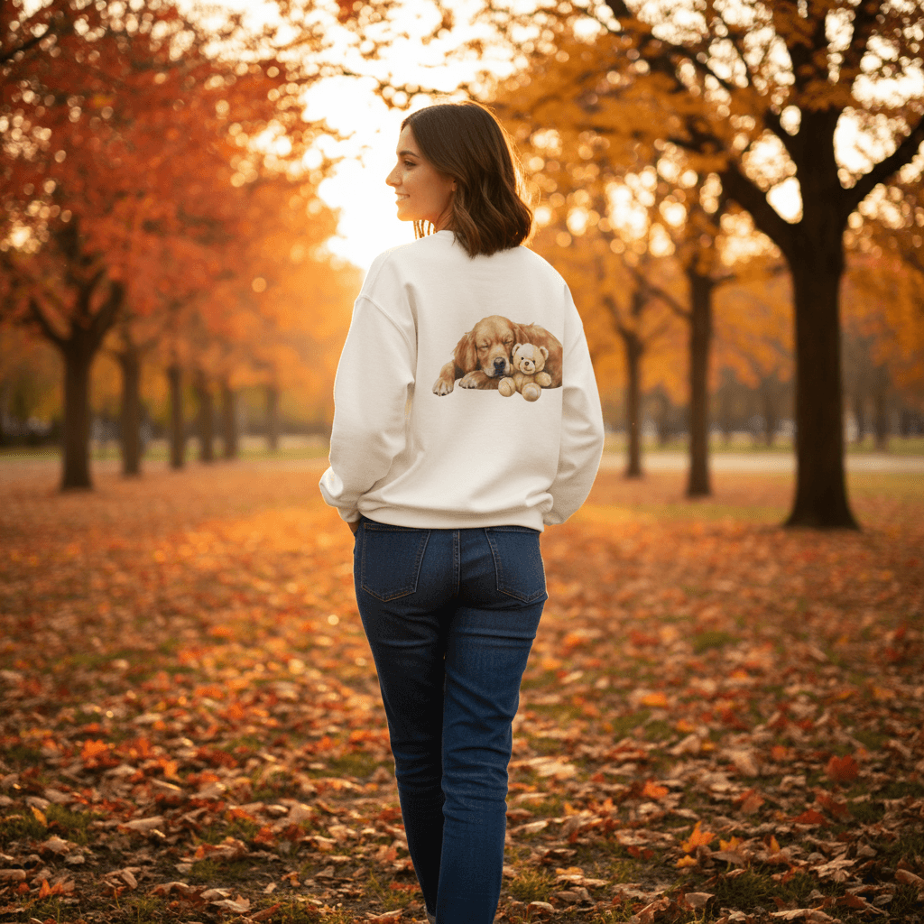 Baby Golden Retriever Crewneck - Nap with Teddy Bear