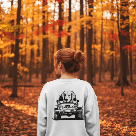 Golden Retriever Jeep Sweatshirt - Dog Lover's Heavy Blend