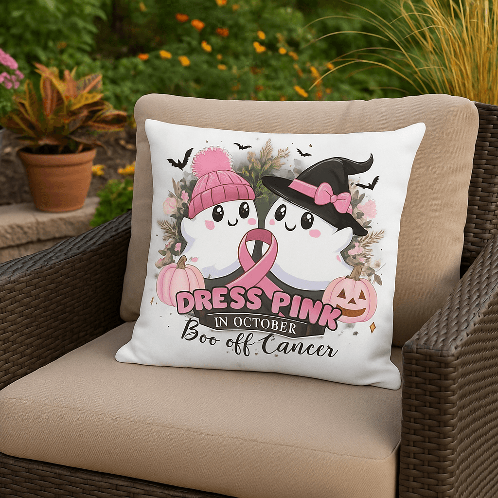 Breast Cancer Awareness Halloween Pillow - Boo Off Cancer