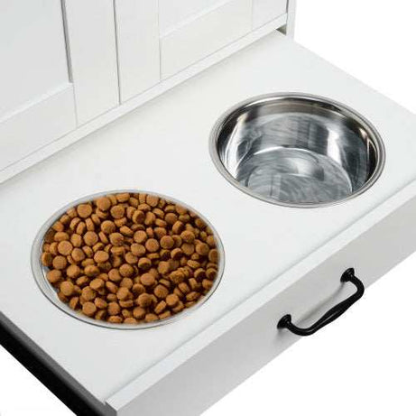 Premium Dog Feeding Station with Hidden Bowl Storage - Adjustable Food Locker for Medium Dogs