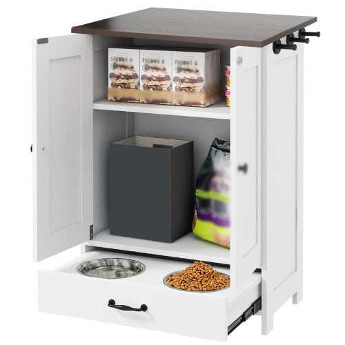 Premium Dog Feeding Station with Hidden Bowl Storage - Adjustable Food Locker for Medium Dogs