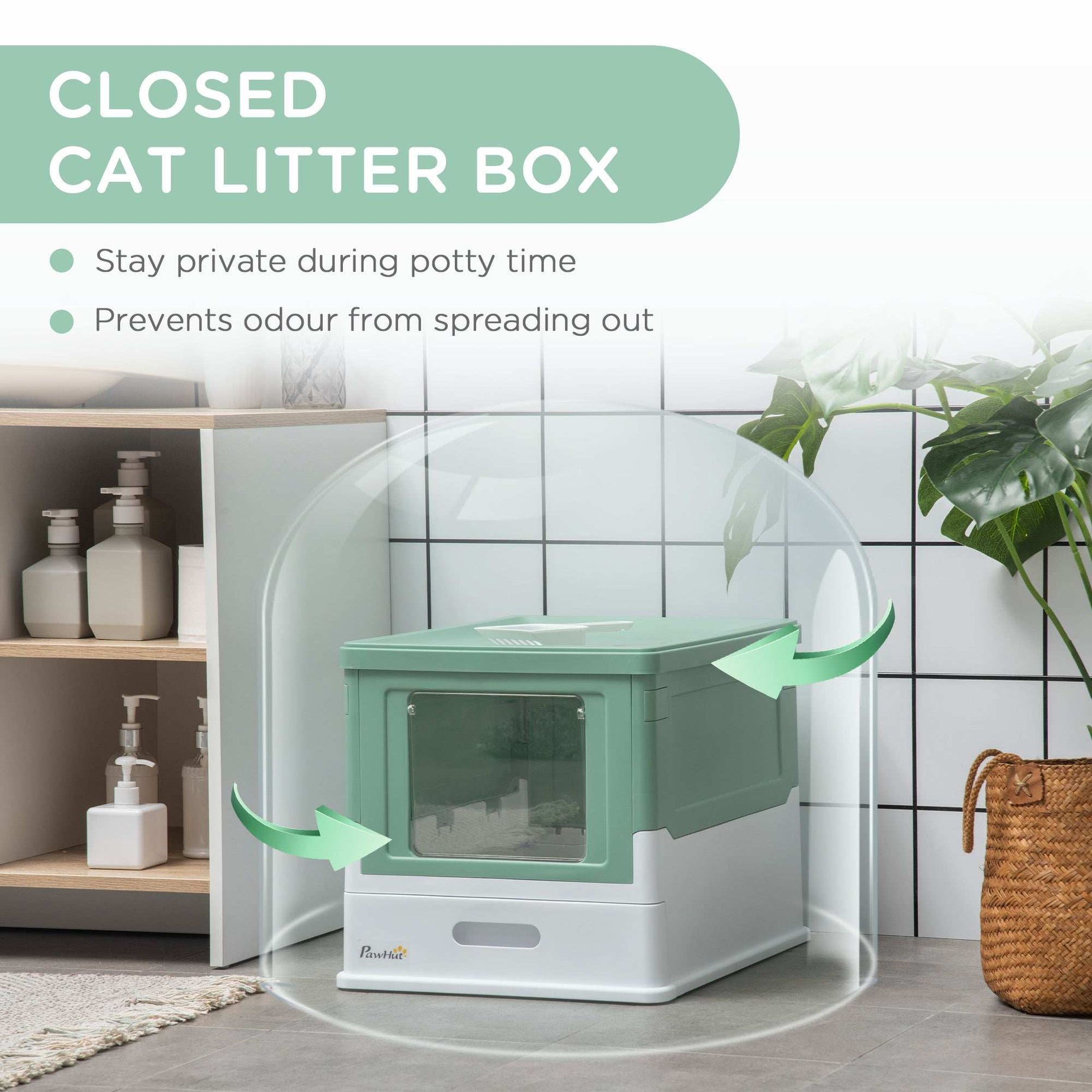 Wefulfil fully enclosed cat litter box - Odor Control