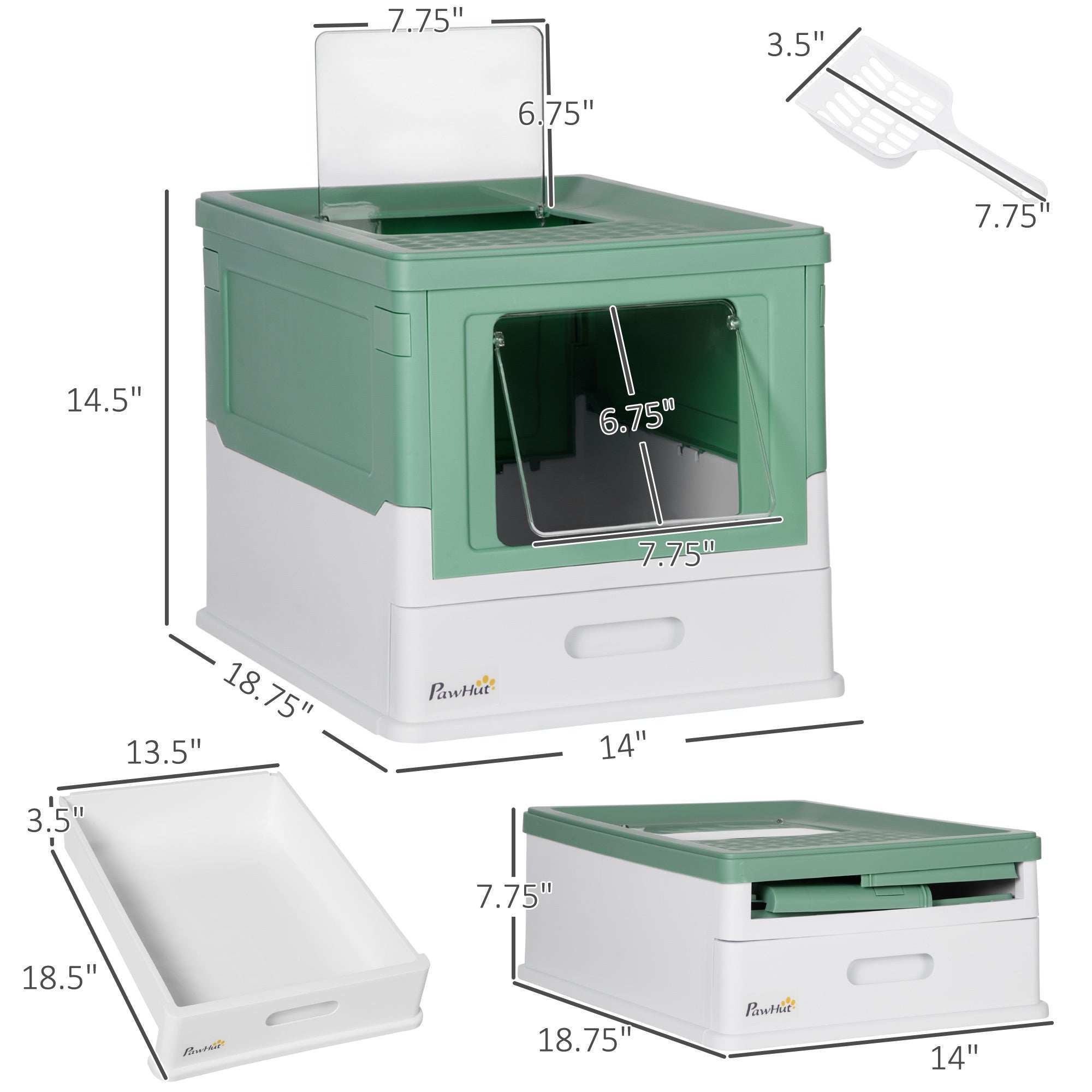 Wefulfil fully enclosed cat litter box - Odor Control