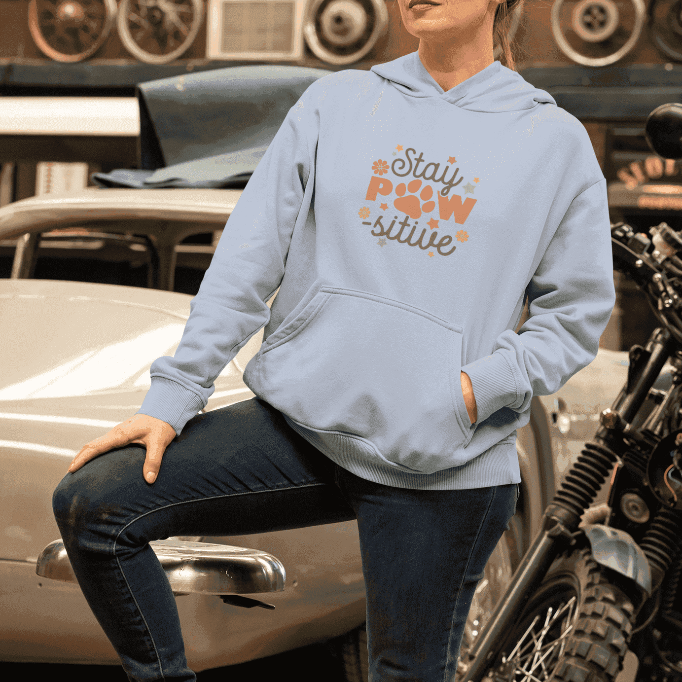 Stay Pawsitive Unisex Hoodie - Pet Themed Inspirational Hoodie