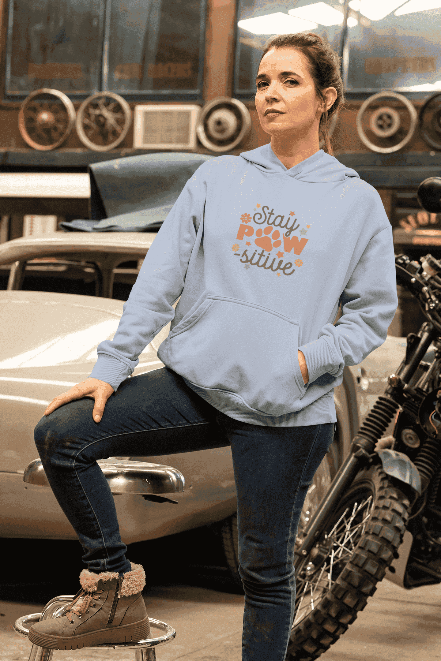 Stay Pawsitive Unisex Hoodie - Pet Themed Inspirational Hoodie