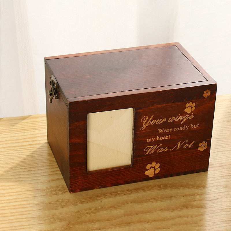 Solid Wood Pet Leash Photo Frame Cinerary Casket