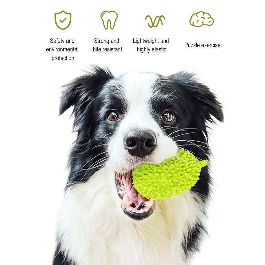 Durian-Shaped Dog Chew Toy - Bite-Resistant Dental Ball for Teeth Cleaning