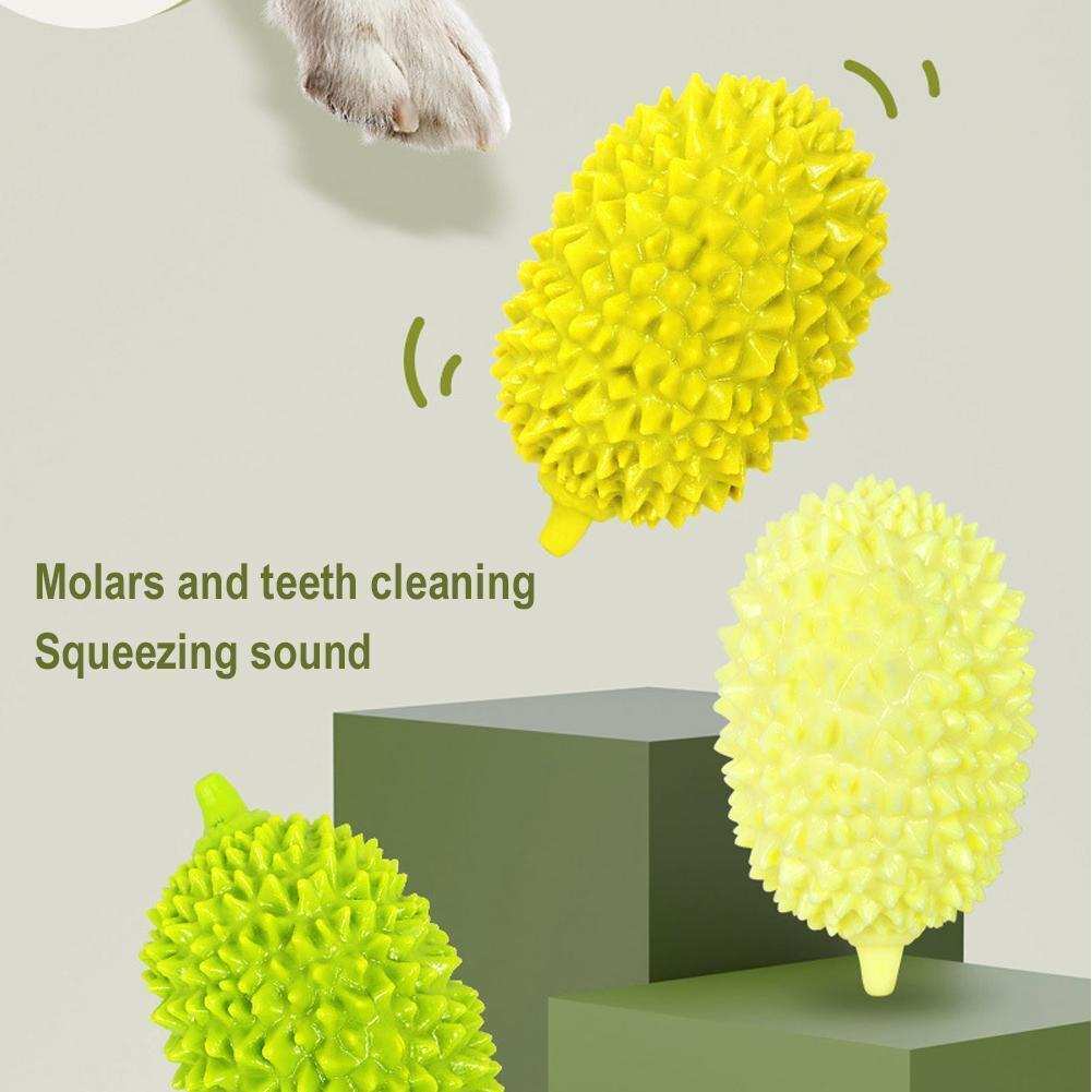 Durian-Shaped Dog Chew Toy - Bite-Resistant Dental Ball for Teeth Cleaning