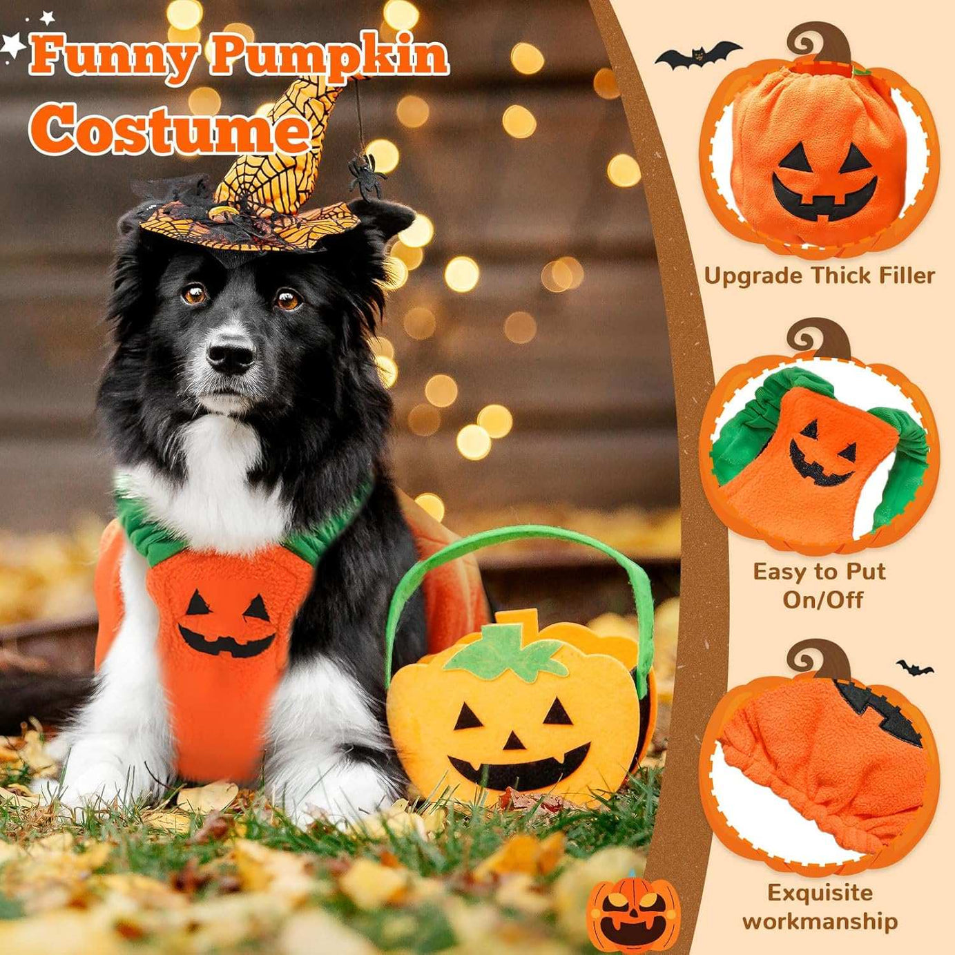 Fun Halloween Pumpkin Pet Dog Costume