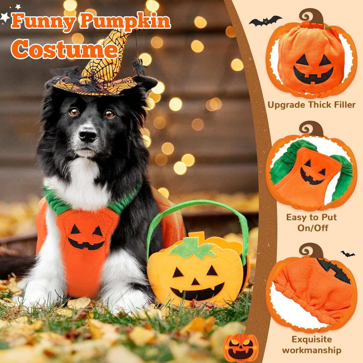 Fun Halloween Pumpkin Pet Dog Costume