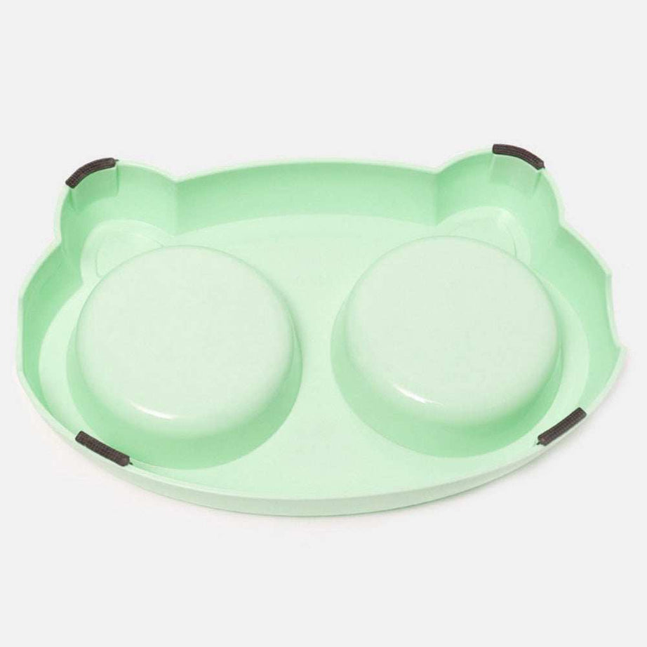 Pet Feeder Stainless Steel Bowls With Non-Slip Cute Resin Station