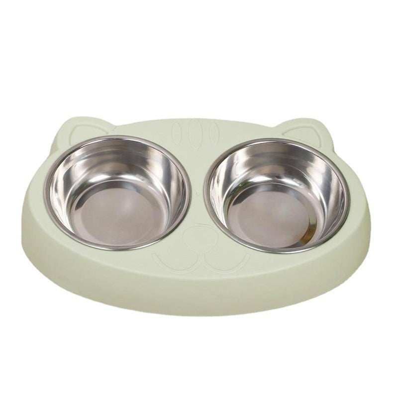 Pet Feeder Stainless Steel Bowls With Non-Slip Cute Resin Station