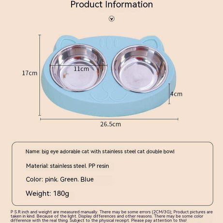 Pet Feeder Stainless Steel Bowls With Non-Slip Cute Resin Station