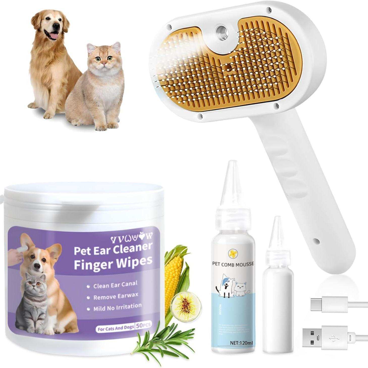 Pet Grooming Comb with Mousse and USB Charger