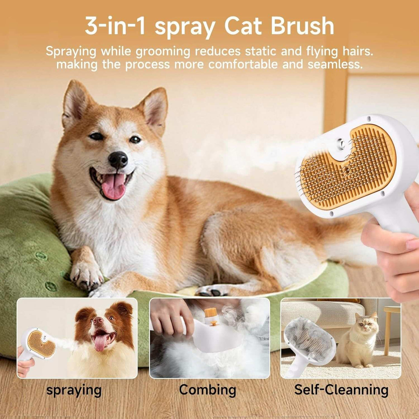 Pet Grooming Comb with Mousse and USB Charger