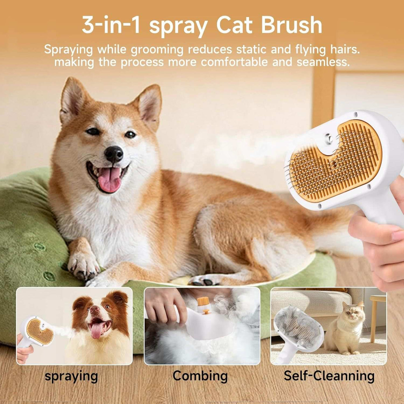 Pet Grooming Comb with Mousse and USB Charger