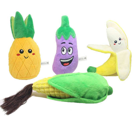Pet Plush Sound Toy Fruit Vegetable Dog Cat Educational Toy
