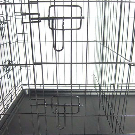 42 Inch Iron Foldable With Divider Plastic Tray Black Dog Cage
