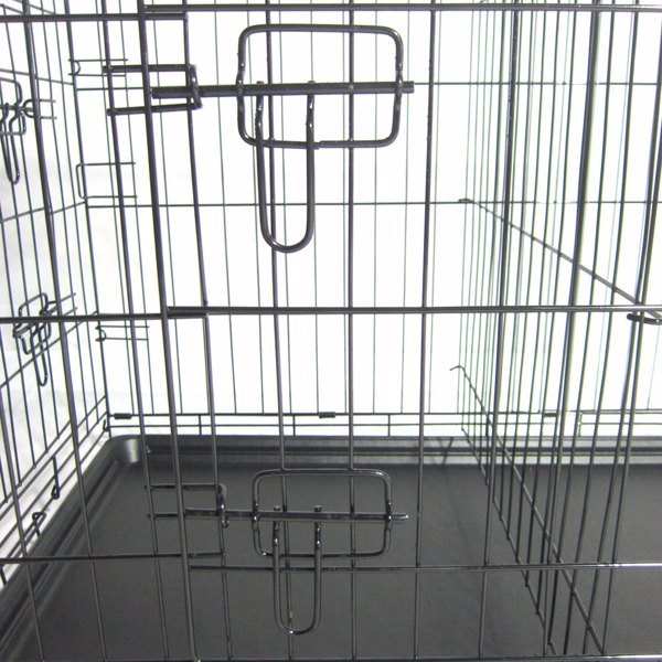 42 Inch Iron Foldable With Divider Plastic Tray Black Dog Cage