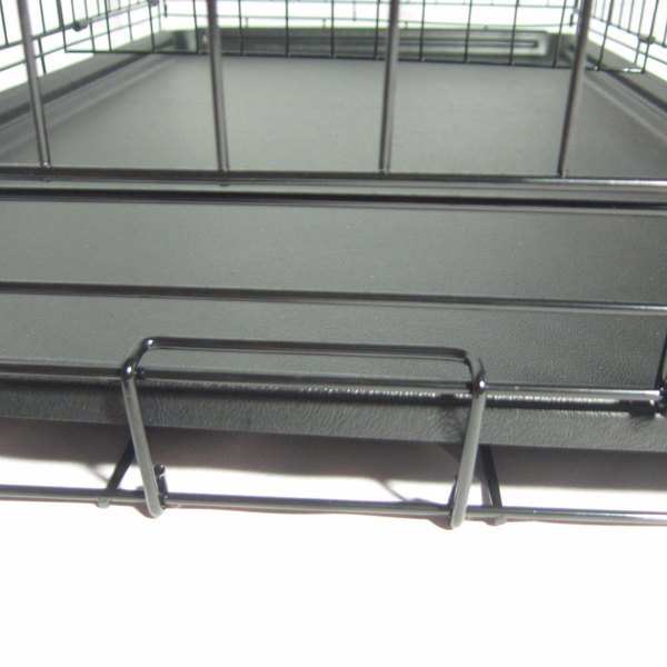 42 Inch Iron Foldable With Divider Plastic Tray Black Dog Cage