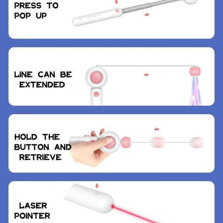 Retractable Interactive Laser and Cat Feather Wand Toy