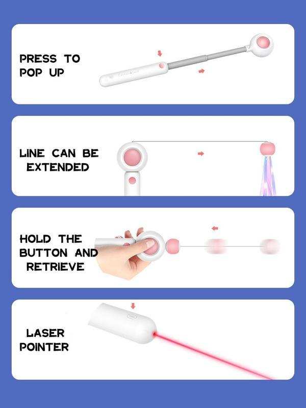 Retractable Interactive Laser and Cat Feather Wand Toy