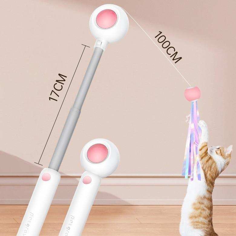 Retractable Interactive Laser and Cat Feather Wand Toy