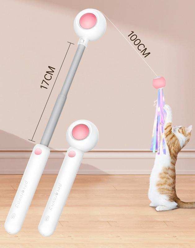 Retractable Interactive Laser and Cat Feather Wand Toy