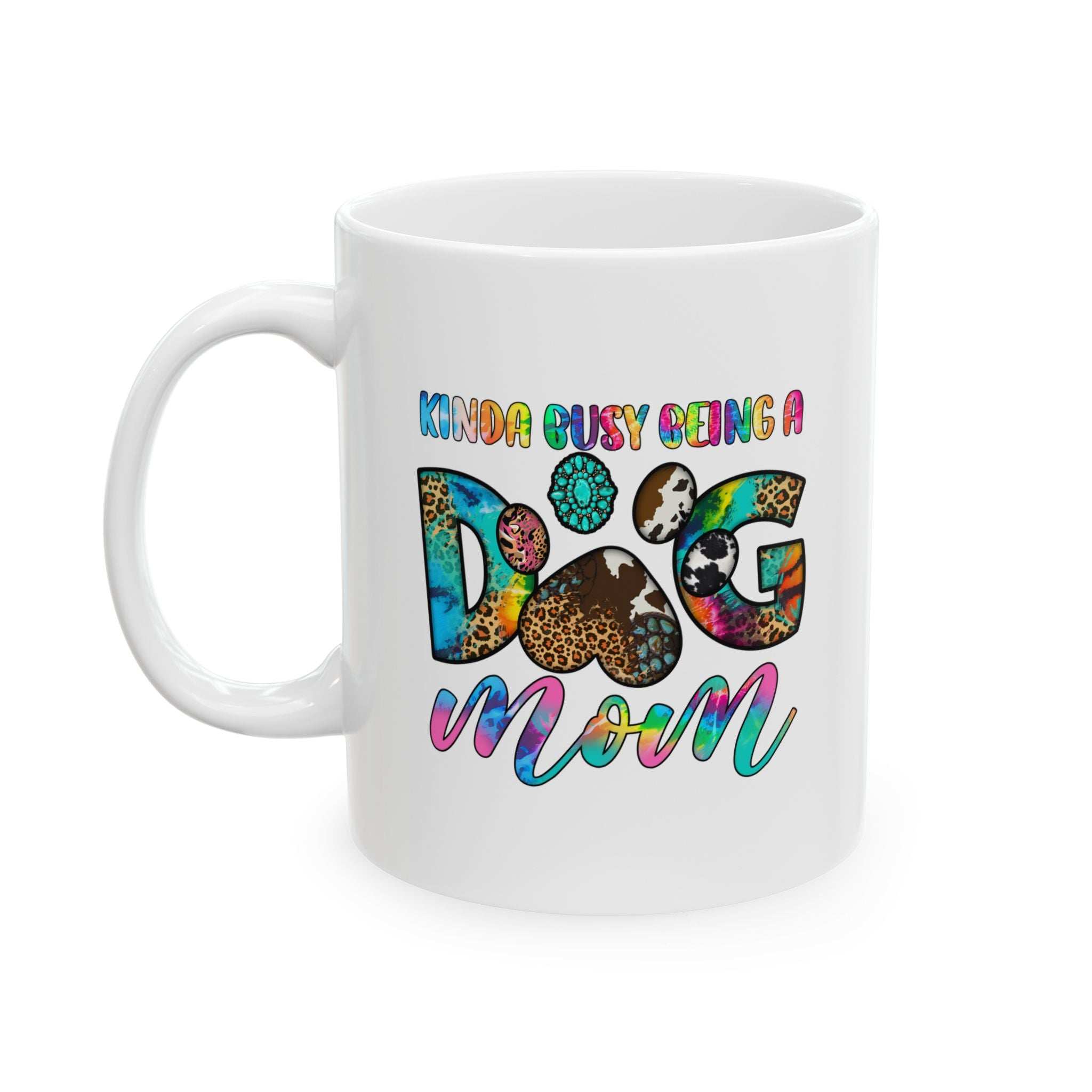 Colorful Dog Mom Ceramic Mug - Pet Owner Coffee Cup