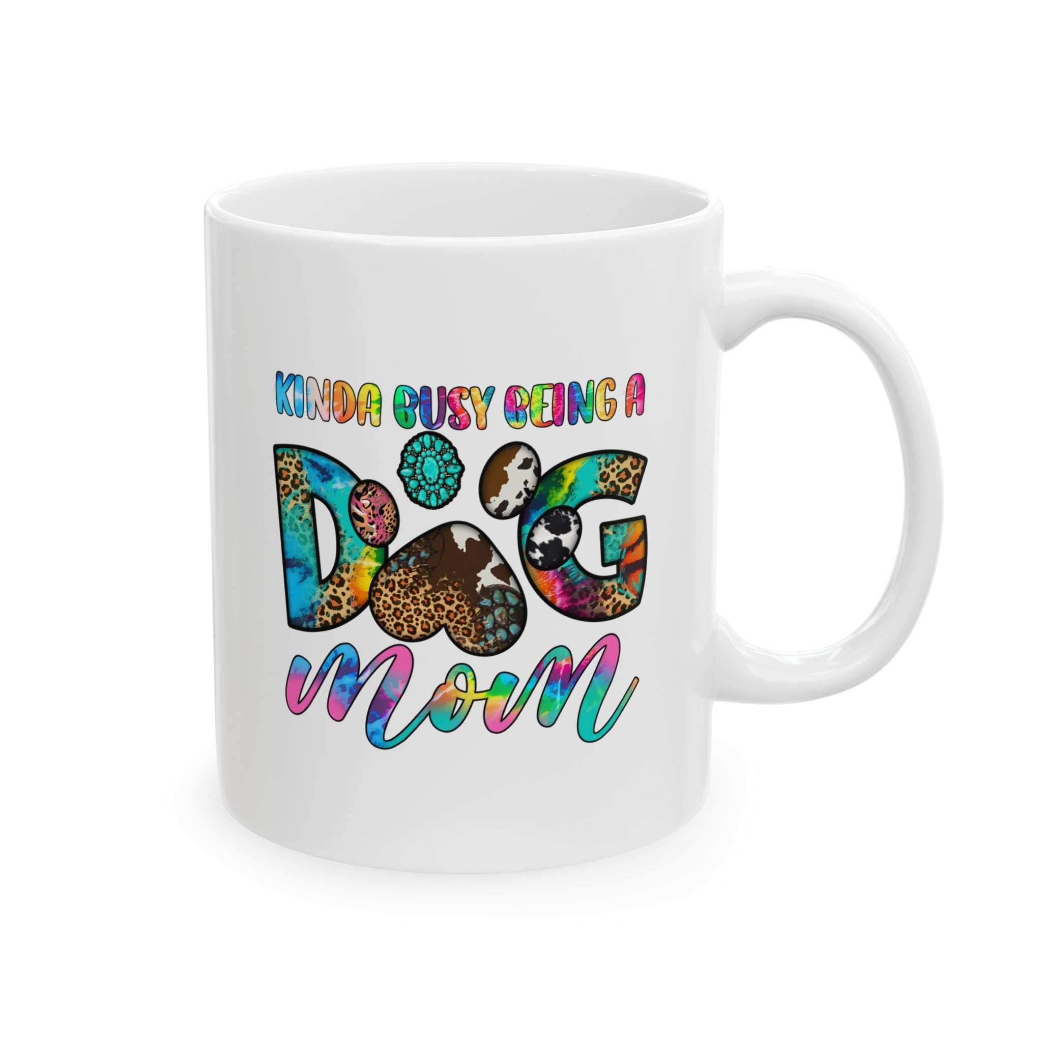 Colorful Dog Mom Ceramic Mug - Pet Owner Coffee Cup