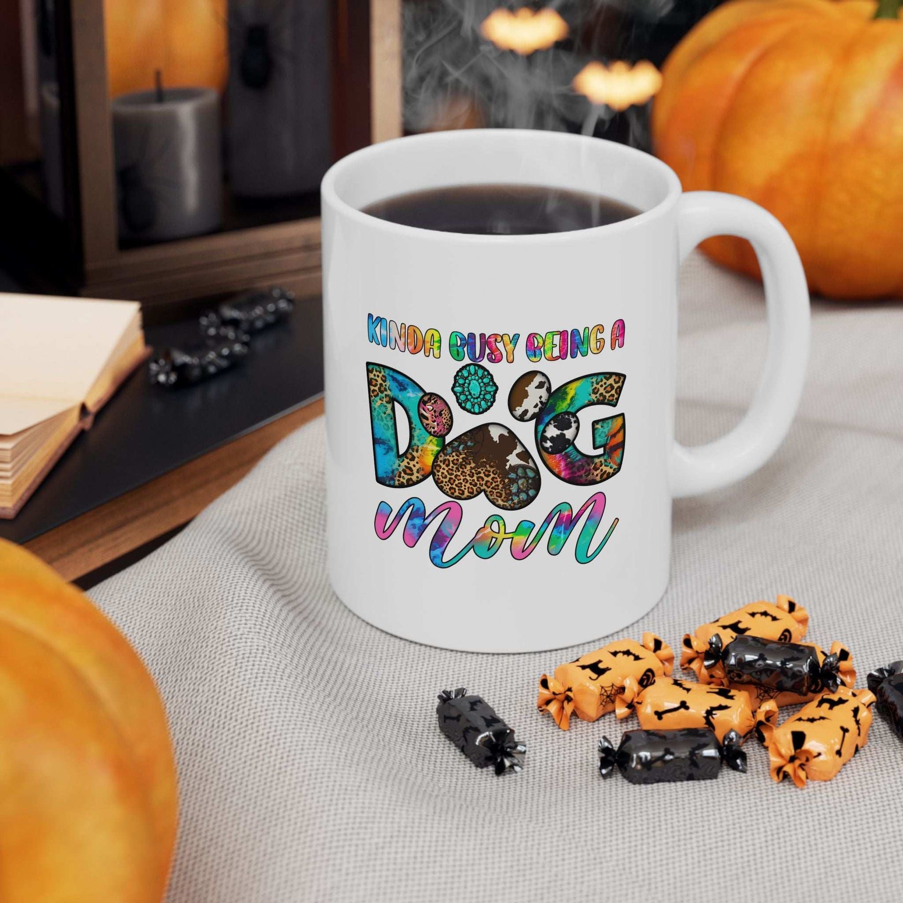 Colorful Dog Mom Ceramic Mug - Pet Owner Coffee Cup