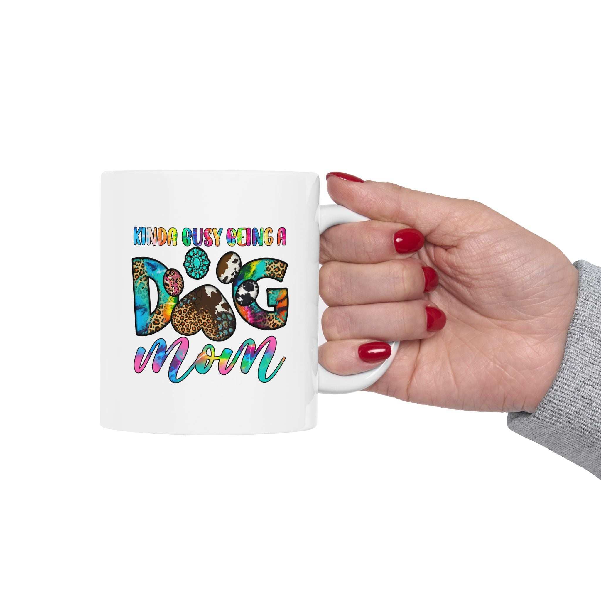 Colorful Dog Mom Ceramic Mug - Pet Owner Coffee Cup