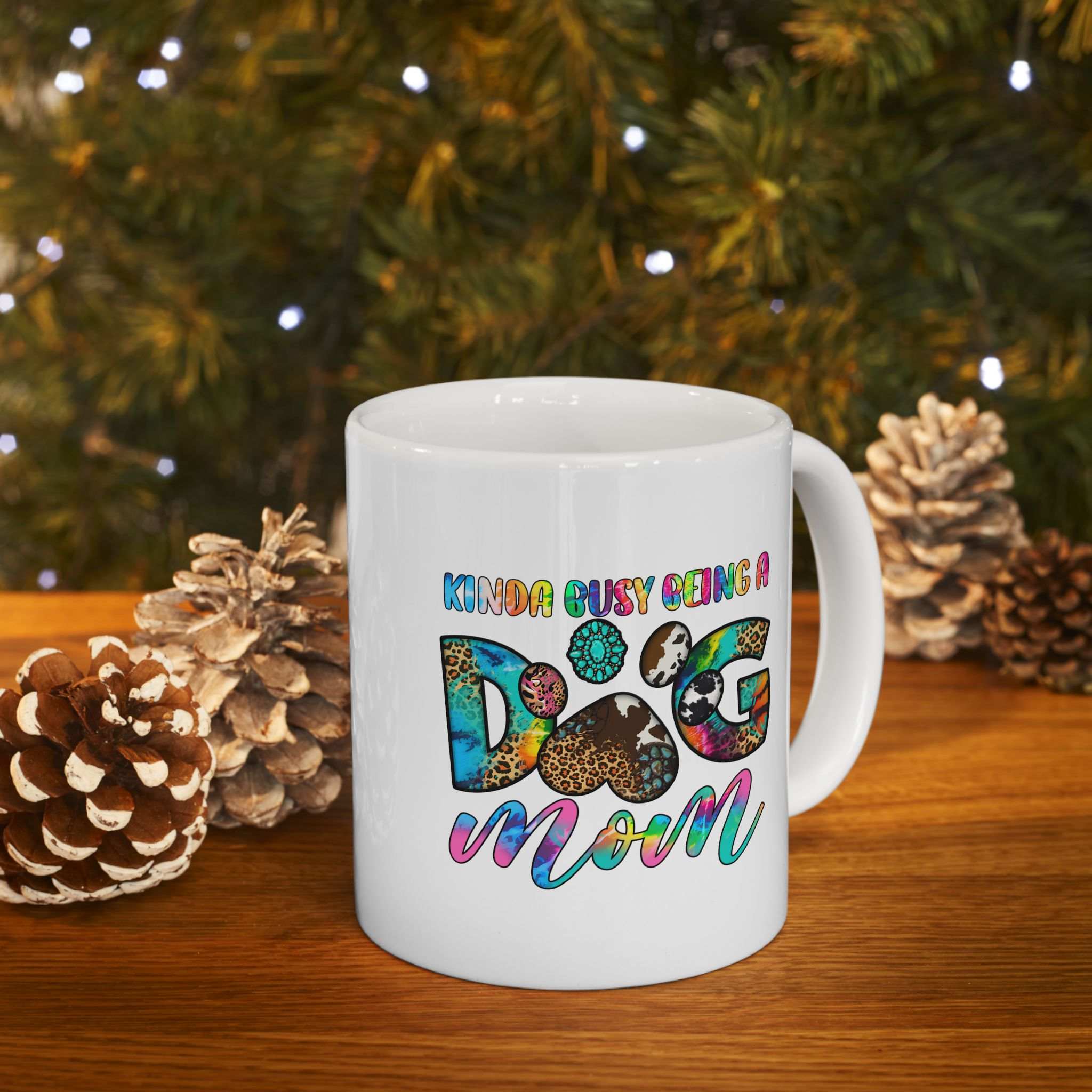 Colorful Dog Mom Ceramic Mug - Pet Owner Coffee Cup