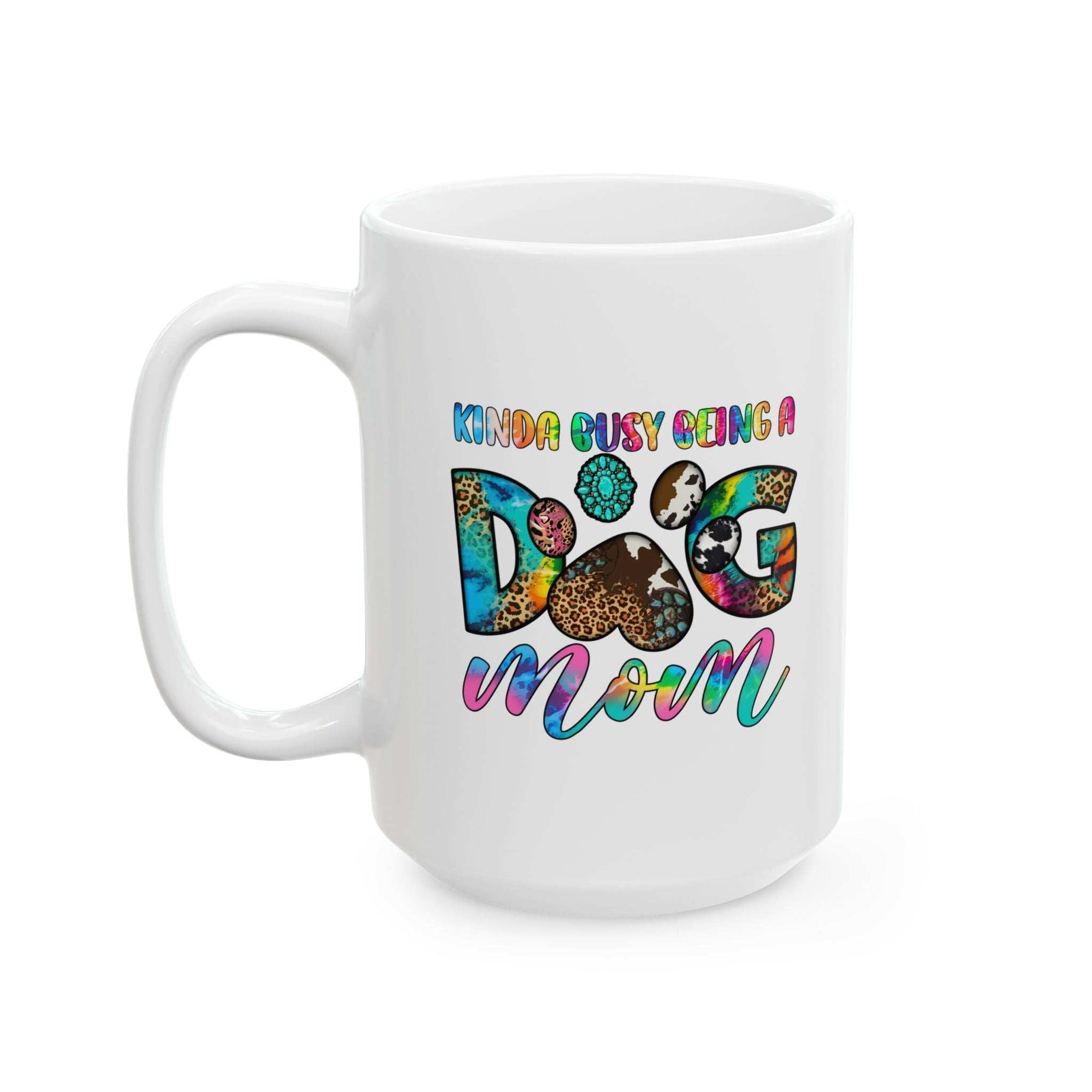 Colorful Dog Mom Ceramic Mug - Pet Owner Coffee Cup
