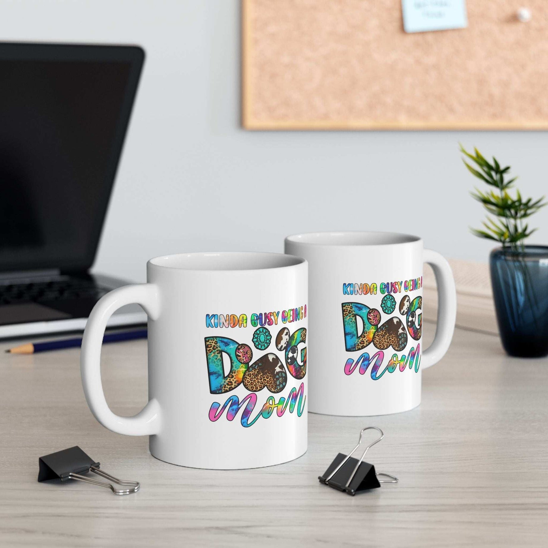Colorful Dog Mom Ceramic Mug - Pet Owner Coffee Cup