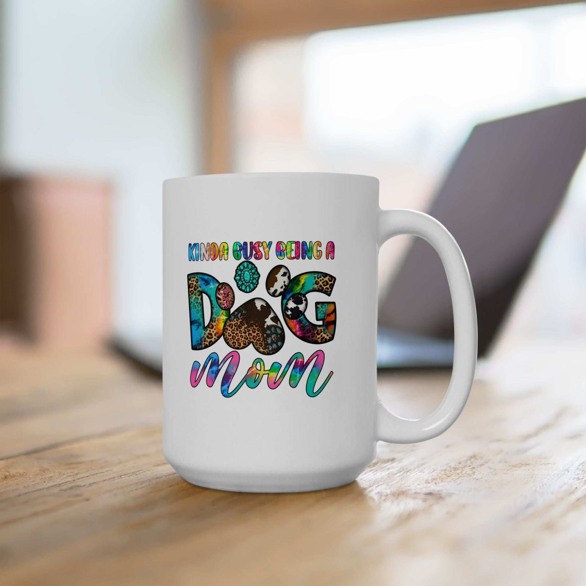 Colorful Dog Mom Ceramic Mug - Pet Owner Coffee Cup