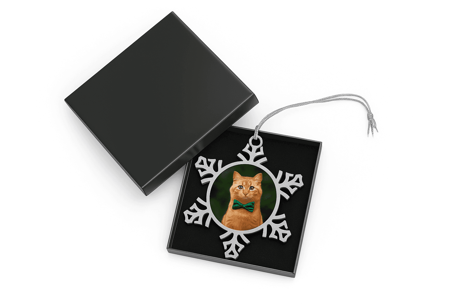 Personalized Pewter Snowflake Pet Ornament - Custom Christmas Decor