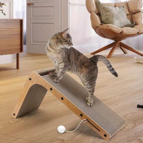 Large Size Cat Scratching Board, 23.6 Inch L Shape Cat Scratching Pad Wall Mounted, Cat Scratching Board With Ball Toy For Indoor Cats To Play
