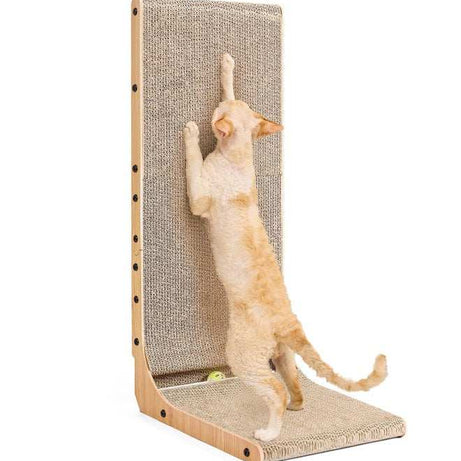 Large Size Cat Scratching Board, 23.6 Inch L Shape Cat Scratching Pad Wall Mounted, Cat Scratching Board With Ball Toy For Indoor Cats To Play