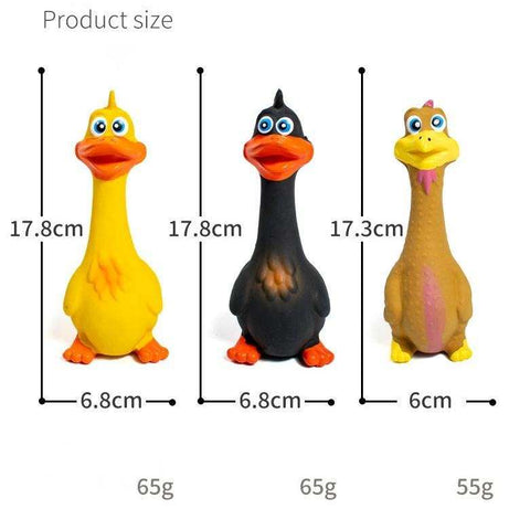 Screaming Chicken Dog Toys Set - 3 Pack Squeaky Latex Interactive Chew Toys