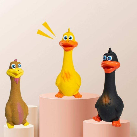 Screaming Chicken Dog Toys Set - 3 Pack Squeaky Latex Interactive Chew Toys