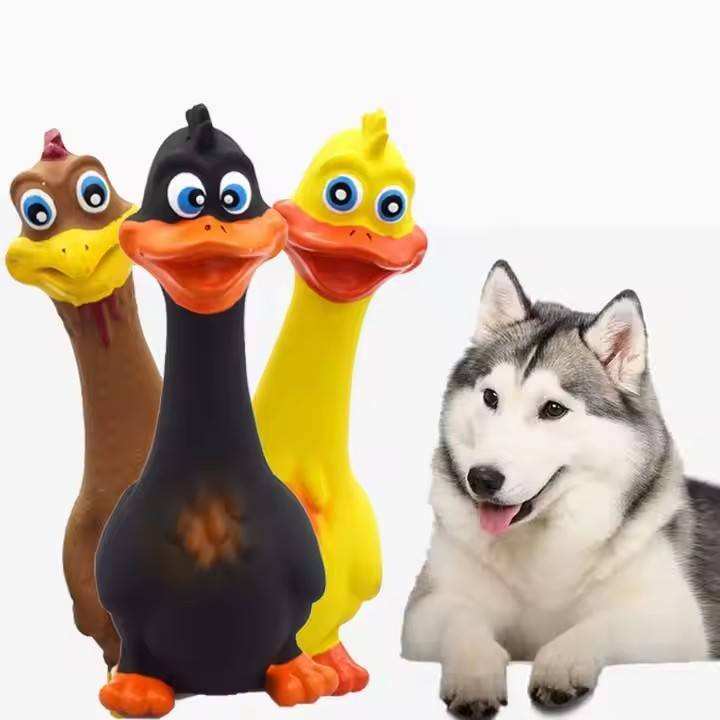 Screaming Chicken Dog Toys Set - 3 Pack Squeaky Latex Interactive Chew Toys