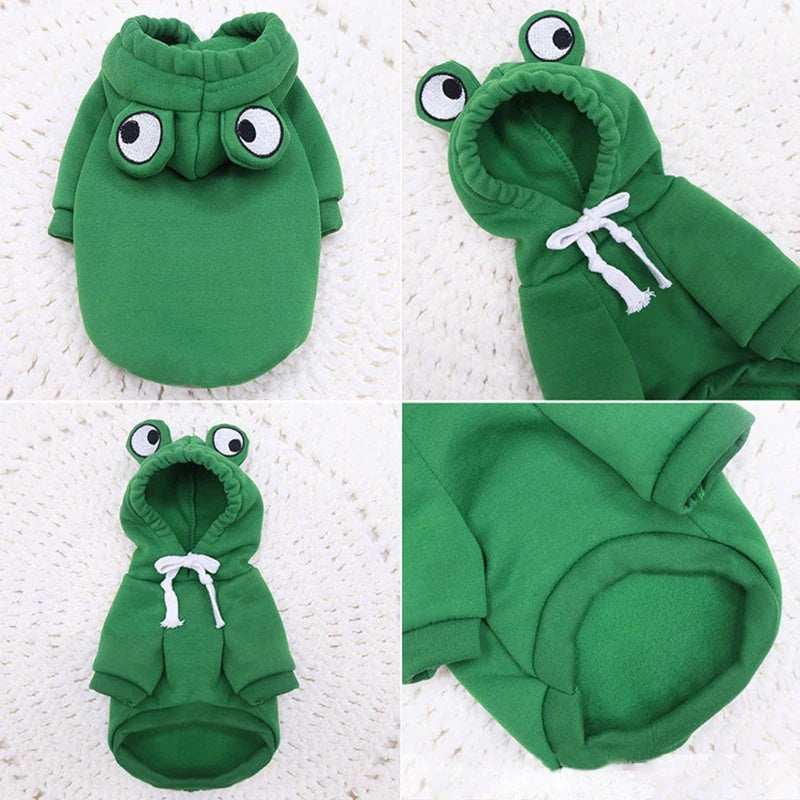 Adorable Frog Halloween Costume Hoodie - Soft Warm Pet Sweatshirt